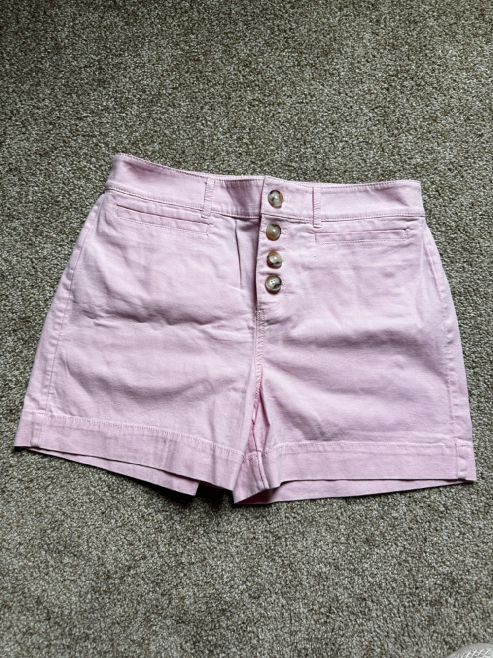 LOFT Soft Pink High-Waist Button-Front Shorts